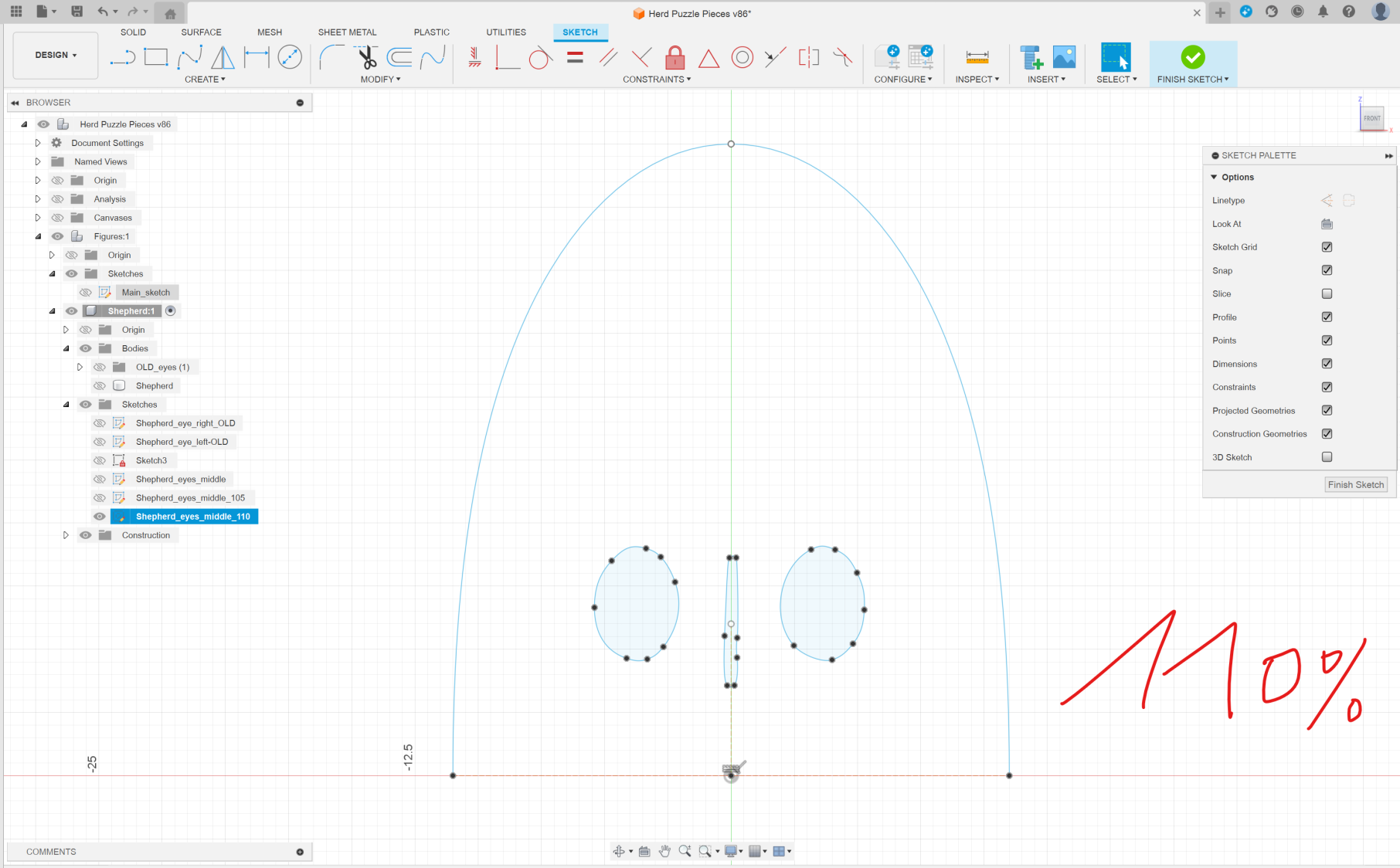 Deciding on the size of the new eyes
