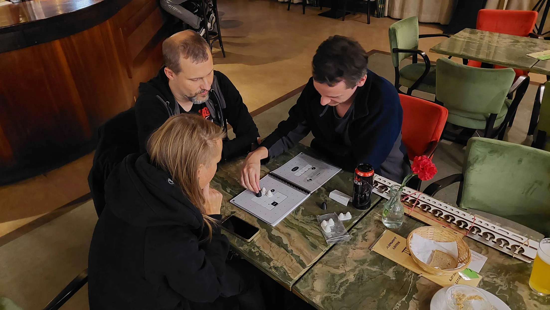 Friends playtesting the game